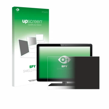 Vorderseite einer Produktverpackung mit dem Markenlogo upscreen. Daneben ist das Gerät mit dem zugehörigen Displayschutz abgeb