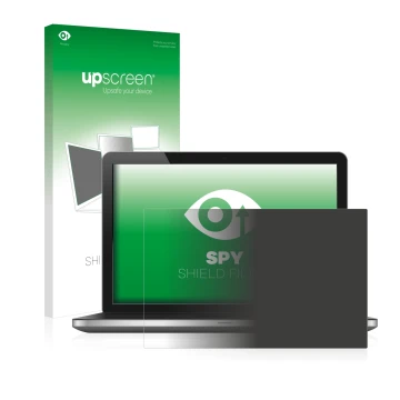 Vorderseite einer Produktverpackung mit dem Markenlogo upscreen. Daneben ist das Gerät mit dem zugehörigen Displayschutz abgeb