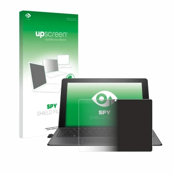 Vorderseite einer Produktverpackung mit dem Markenlogo upscreen. Daneben ist das Gerät HP Pro x2 612 G2 mit dem zugehörigen Di