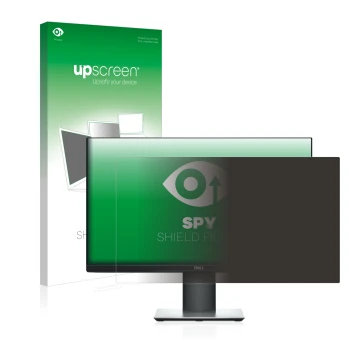 Vorderseite einer Produktverpackung mit dem Markenlogo upscreen. Daneben ist das Gerät Dell P2319H mit dem zugehörigen Display