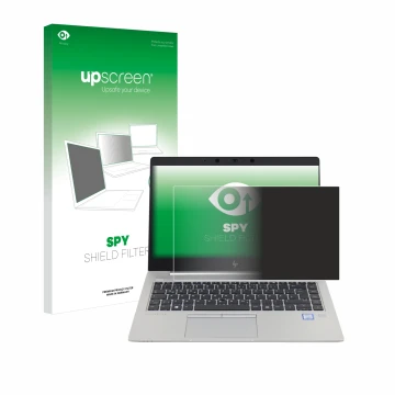 Vorderseite einer Produktverpackung mit dem Markenlogo upscreen. Daneben ist das Gerät HP EliteBook 840 G5 Non-Touch mit dem z