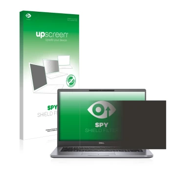 Vorderseite einer Produktverpackung mit dem Markenlogo upscreen. Daneben ist das Gerät Dell Latitude 7300 mit dem zugehörigen 