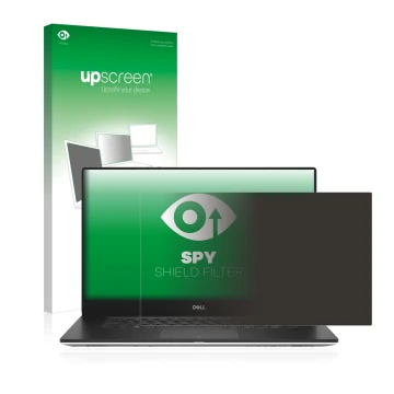 Vorderseite einer Produktverpackung mit dem Markenlogo upscreen. Daneben ist das Gerät Dell Precision 5540 mit dem zugehörigen