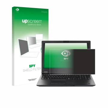Vorderseite einer Produktverpackung mit dem Markenlogo upscreen. Daneben ist das Gerät Fujitsu Lifebook E5510 mit dem zugehöri
