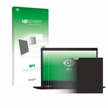 Vorderseite einer Produktverpackung mit dem Markenlogo upscreen. Daneben ist das Gerät Lenovo ThinkPad X13 Yoga Gen 1 mit dem 