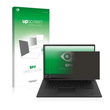 Vorderseite einer Produktverpackung mit dem Markenlogo upscreen. Daneben ist das Gerät Lenovo ThinkPad P1 Gen 3 mit dem zugehö