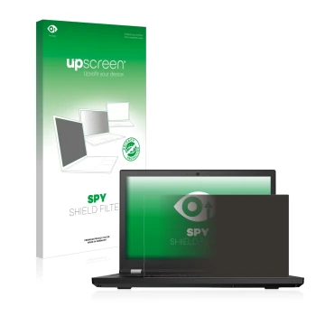 Vorderseite einer Produktverpackung mit dem Markenlogo upscreen. Daneben ist das Gerät Lenovo ThinkPad P15 mit dem zugehörigen