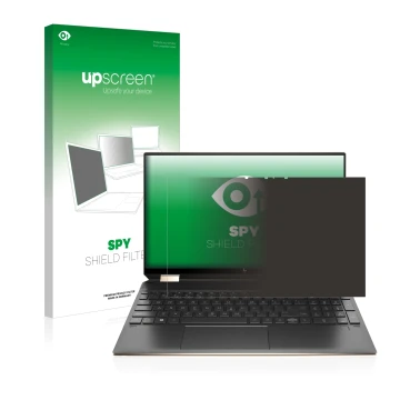 Vorderseite einer Produktverpackung mit dem Markenlogo upscreen. Daneben ist das Gerät HP Spectre x360 (15-eb) (359.9 mm x 226