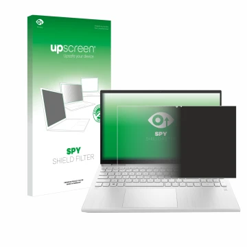 Vorderseite einer Produktverpackung mit dem Markenlogo upscreen. Daneben ist das Gerät HP Pavilion x360 (15-erX) mit dem zugeh