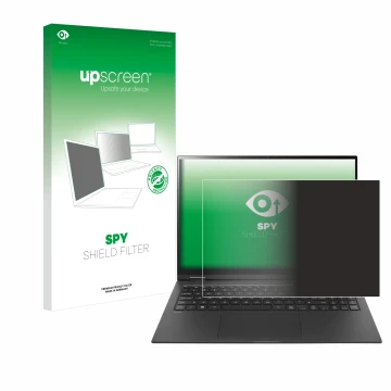 Vorderseite einer Produktverpackung mit dem Markenlogo upscreen. Daneben ist das Gerät LG gram 16'' 2-in-1 Touch mit dem zugeh
