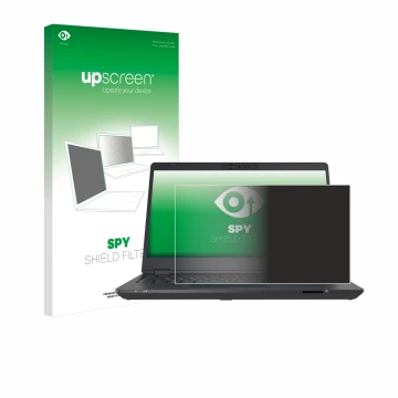 Vorderseite einer Produktverpackung mit dem Markenlogo upscreen. Daneben ist das Gerät Fujitsu Lifebook U7311 mit dem zugehöri
