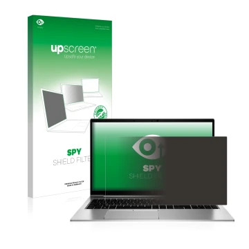Vorderseite einer Produktverpackung mit dem Markenlogo upscreen. Daneben ist das Gerät HP EliteBook 855 G7 Non-Touch mit dem z
