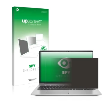 Vorderseite einer Produktverpackung mit dem Markenlogo upscreen. Daneben ist das Gerät HP ProBook 650 G8 mit dem zugehörigen D
