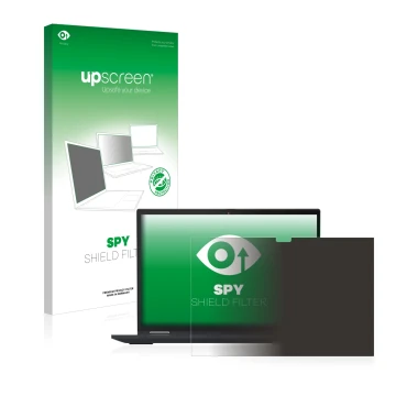 Vorderseite einer Produktverpackung mit dem Markenlogo upscreen. Daneben ist das Gerät Lenovo ThinkPad X13 Yoga Gen 3 mit dem 