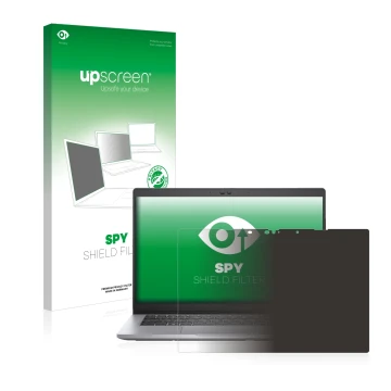 Vorderseite einer Produktverpackung mit dem Markenlogo upscreen. Daneben ist das Gerät Dell Latitude 5320 2-in-1 Touch mit dem