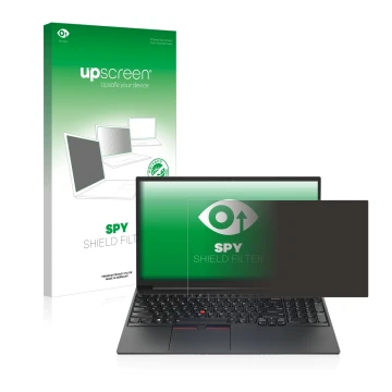 Vorderseite einer Produktverpackung mit dem Markenlogo upscreen. Daneben ist das Gerät Lenovo ThinkPad E15 Gen 4 mit dem zugeh