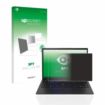 Vorderseite einer Produktverpackung mit dem Markenlogo upscreen. Daneben ist das Gerät Lenovo ThinkPad X1 Carbon Non-Touch 14