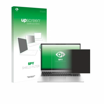 Vorderseite einer Produktverpackung mit dem Markenlogo upscreen. Daneben ist das Gerät HP EliteBook 860 G10 mit dem zugehörige