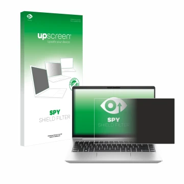 Vorderseite einer Produktverpackung mit dem Markenlogo upscreen. Daneben ist das Gerät HP ProBook 440 G10 mit dem zugehörigen 