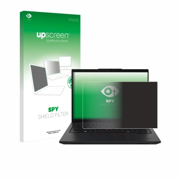 Vorderseite einer Produktverpackung mit dem Markenlogo upscreen. Daneben ist das Gerät Lenovo ThinkPad L14 Gen 5 mit dem zugeh