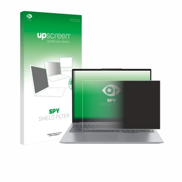 Vorderseite einer Produktverpackung mit dem Markenlogo upscreen. Daneben ist das Gerät Lenovo ThinkBook 16 Gen 7 mit dem zugeh