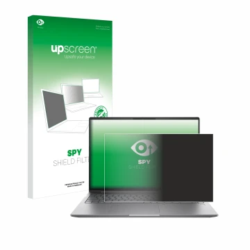 Vorderseite einer Produktverpackung mit dem Markenlogo upscreen. Daneben ist das Gerät HP ZBook Power 16 G11 mit dem zugehörig