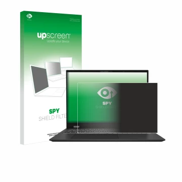 Vorderseite einer Produktverpackung mit dem Markenlogo upscreen. Daneben ist das Gerät MSI Prestige 16 AI Evo B1M mit dem zuge