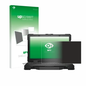 Vorderseite einer Produktverpackung mit dem Markenlogo upscreen. Daneben ist das Gerät Dell Pro Rugged 14 Laptop mit dem zugeh