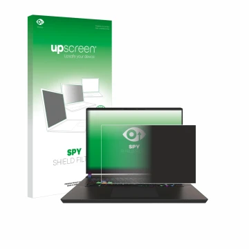 Vorderseite einer Produktverpackung mit dem Markenlogo upscreen. Daneben ist das Gerät MSI Vector 17 HX mit dem zugehörigen Di