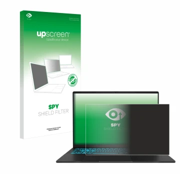 Vorderseite einer Produktverpackung mit dem Markenlogo upscreen. Daneben ist das Gerät ASUS V16 V3607 mit dem zugehörigen Disp