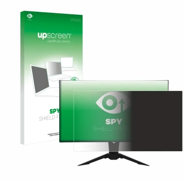 Vorderseite einer Produktverpackung mit dem Markenlogo upscreen. Daneben ist das Gerät ASRock PGO32UFS mit dem zugehörigen Dis