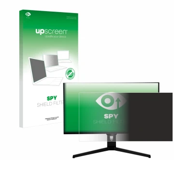 Vorderseite einer Produktverpackung mit dem Markenlogo upscreen. Daneben ist das Gerät ASRock PGO27QFS mit dem zugehörigen Dis