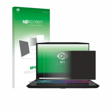 Vorderseite einer Produktverpackung mit dem Markenlogo upscreen. Daneben ist das Gerät MSI Katana 15 HX B14 mit dem zugehörige