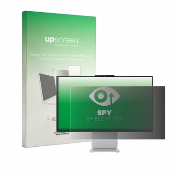 Vorderseite einer Produktverpackung mit dem Markenlogo upscreen. Daneben ist das Gerät Lenovo IdeaCentre AIO 27IWC11 mit dem z