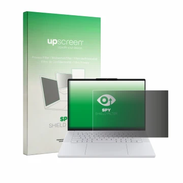 Vorderseite einer Produktverpackung mit dem Markenlogo upscreen. Daneben ist das Gerät Lenovo Googlebook 15 mit dem zugehörige