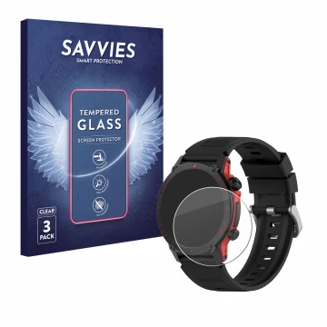 Vorderseite einer Produktverpackung mit dem Markenlogo Savvies. Daneben ist das Gerät Popglory S136 mit dem zugehörigen Displa