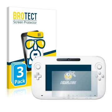 Vorderseite einer Produktverpackung mit dem Markenlogo BROTECT. Daneben ist das Gerät Nintendo Wii U GamePad (Controller) mit 