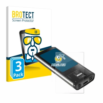 Vorderseite einer Produktverpackung mit dem Markenlogo BROTECT. Daneben ist das Gerät Intenso Video Shooter 2,4