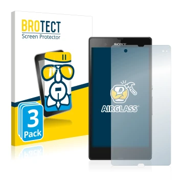 Vorderseite einer Produktverpackung mit dem Markenlogo BROTECT. Daneben ist das Gerät Sony Xperia Z C6602 C6603 mit dem zugehö