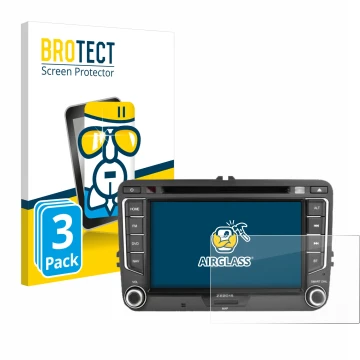 Vorderseite einer Produktverpackung mit dem Markenlogo BROTECT. Daneben ist das Gerät Zenec E>Go 7