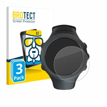 Vorderseite einer Produktverpackung mit dem Markenlogo BROTECT. Daneben ist das Gerät Suunto Ambit3 Sport Black mit dem zugehö
