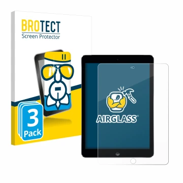 Vorderseite einer Produktverpackung mit dem Markenlogo BROTECT. Daneben ist das Gerät Apple iPad Air 2 2014 mit dem zugehörige