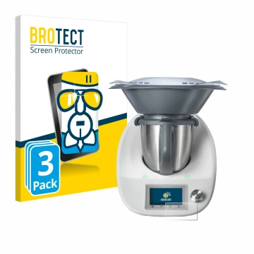 Vorderseite einer Produktverpackung mit dem Markenlogo BROTECT. Daneben ist das Gerät Vorwerk Thermomix TM5 mit dem zugehörige