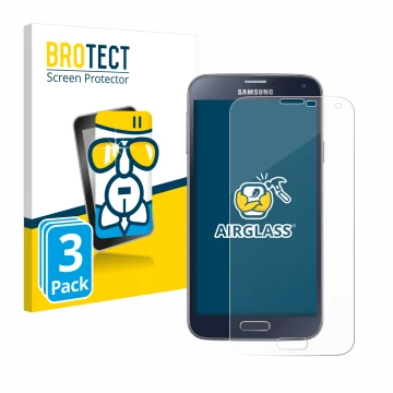 Vorderseite einer Produktverpackung mit dem Markenlogo BROTECT. Daneben ist das Gerät Samsung Galaxy S5 Neo mit dem zugehörige