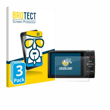 Vorderseite einer Produktverpackung mit dem Markenlogo BROTECT. Daneben ist das Gerät Canon Digital Ixus 285 hs mit dem zugehö