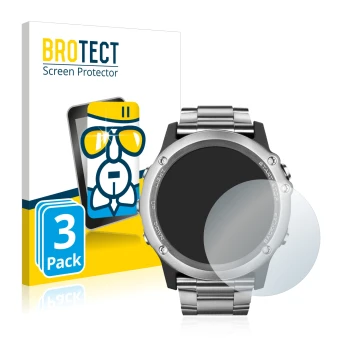 Vorderseite einer Produktverpackung mit dem Markenlogo BROTECT. Daneben ist das Gerät Garmin Fenix 3 Saphir mit dem zugehörige