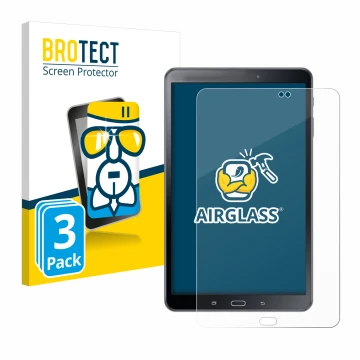 Vorderseite einer Produktverpackung mit dem Markenlogo BROTECT. Daneben ist das Gerät Samsung Galaxy Tab A 10.1 2016 SM-T585 m