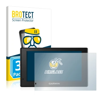 Vorderseite einer Produktverpackung mit dem Markenlogo BROTECT. Daneben ist das Gerät Garmin DriveSmart 50 LMT-D mit dem zugeh