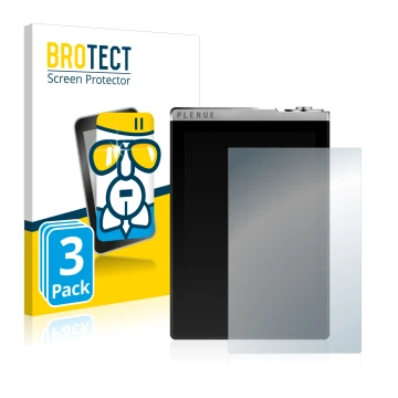 Vorderseite einer Produktverpackung mit dem Markenlogo BROTECT. Daneben ist das Gerät Cowon Plenue D mit dem zugehörigen Displ