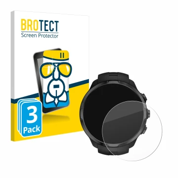 Vorderseite einer Produktverpackung mit dem Markenlogo BROTECT. Daneben ist das Gerät Suunto Spartan Sport Wrist HR mit dem zu